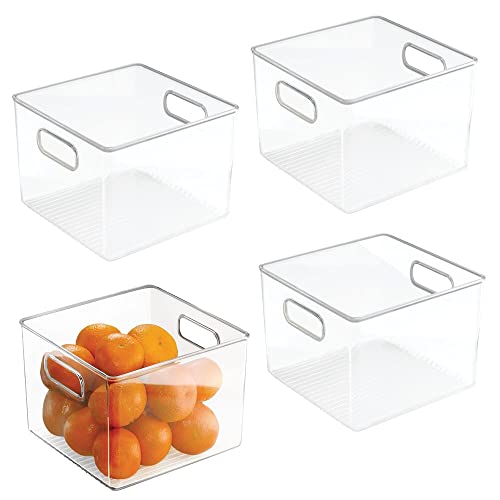 iDesign Cabinet/Kitchen Binz Aufbewahrungsbox, große Ordnungsbox aus Kunststoff, quadratisches 4er-Set Küchen Organizer, durchsichtig, 20-cm by 20-cm by 15-cm von iDesign