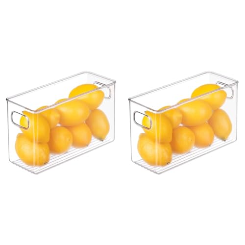 iDesign Cabinet/Kitchen Binz Aufbewahrungsbox, mittelgroßer Küchen Organizer aus Kunststoff, lange Box, durchsichtig, 25 cm x 10 cm x 15 cm (Packung mit 2) von InterDesign