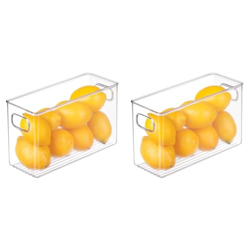 iDesign Cabinet/Kitchen Binz Aufbewahrungsbox, mittelgroßer Küchen Organizer aus Kunststoff, lange Box, durchsichtig, 25 cm x 10 cm x 15 cm (Packung mit 2) von InterDesign