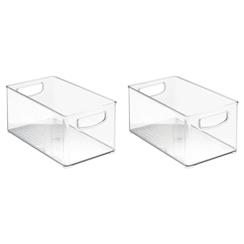 iDesign Cabinet/Kitchen Binz Aufbewahrungsbox, mittelgroßer & tiefer Küchen Organizer aus Kunststoff, durchsichtig, 25,4 cm x 15,2 cm x 12,7 cm (Packung mit 2) von InterDesign