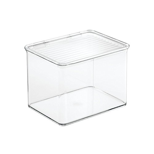 iDesign Cabinet/Kitchen Binz Aufbewahrungsbox, stapelbarer Küchen Organizer aus Kunststoff, mittelgroße Vorratsdose mit Deckel, durchsichtig von InterDesign