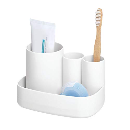 iDesign Cade BPA-freier Kunststoff-Zahnbürsten- und Zahnpasta-Halter/Aufbewahrung für Badezimmer, Waschtisch, 11,1 x 16,5 x 10,8 cm, Arbeitsplatten-Organizer von iDesign
