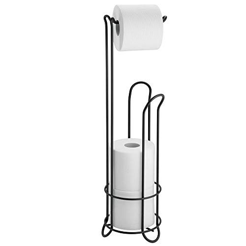 iDesign Classico Klorollenhalter, Toilettenpapierhalter ohne Bohren aus Metall, mattschwarz von InterDesign