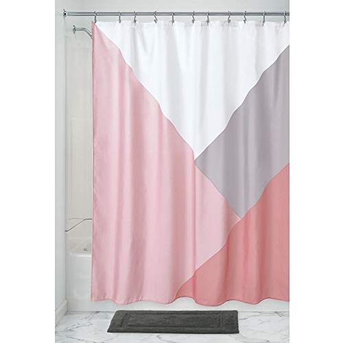 iDesign Colorblock Duschvorhang, großer Badewannenvorhang aus Polyester, rosa 183 cm x 183 cm 75011EU von InterDesign