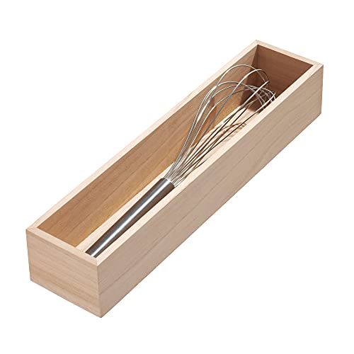 iDesign Schubladeneinsatz für die Küche, Besteckkasten aus Paulownia-Holz für die Küchenschublade oder den Schrank, Schubladen Organizer für Besteck, beige, 38.1x8.5x6.9cm von InterDesign