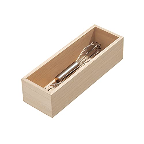 iDesign Schubladeneinsatz für die Küche, Besteckkasten aus Paulownia-Holz für die Küchenschublade oder den Schrank, Schubladen Organizer für Besteck, beige, 25.4x8.5x6.9cm von InterDesign