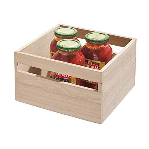 iDesign Aufbewahrungsbox mit Griffen, Küchenschrank Organizer aus Paulownia-Holz für Regal oder Vorratsschrank, vielseitige Kiste zur Aufbewahrung, beige, 25.4x25.4x15.7cm von InterDesign