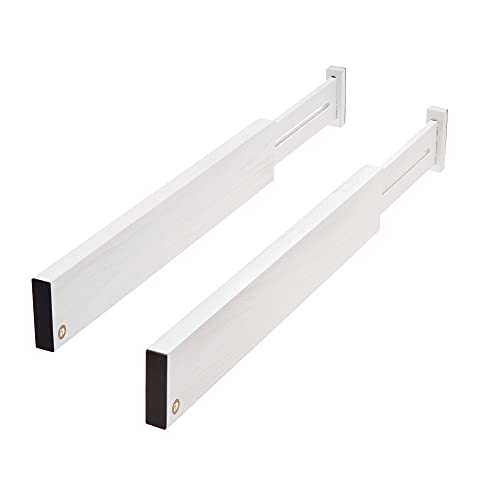 iDesign 2er Set Schubladen Trennsystem für die Küche, größenverstellbarer Schubladen Einsatz aus Paulownia-Holz, Schubladen Organizer für Besteck und Küchenutensilien, weiß, 95296, Schubladentrenner von InterDesign