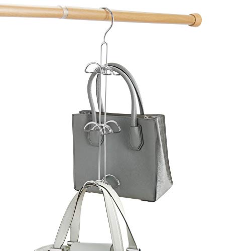 iDesign Handtaschenhalter für Garderobe und Kleiderschrank, großer Bügel mit 6 Haken aus Metall, Hängeorganizer für Taschen und Accessoires, silberfarben, Medium von InterDesign