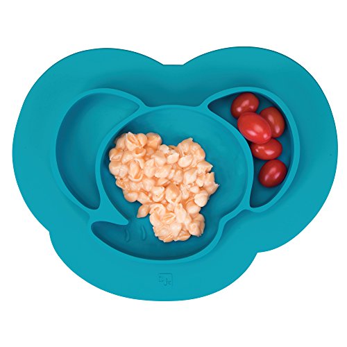 iDesign IDjr Babyteller, rutschfestes Platzdeckchen aus Silikon mit Elefantenmotiv, türkis/Teal 29,8 cm x 23,5 cm x 5,3 cm von InterDesign