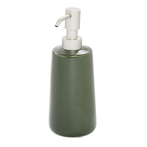 iDesign Keramik Seifenspender, nachfüllbarer Seifen- und Spülmittelspender mit rutschfesten Füßen, Pumpspender in schlichtem Design, grün von InterDesign