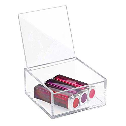 iDesign Kosmetik Organizer mit Deckel (10,2 x 10,2 x 5,1 cm), kleiner Schminkorganiser aus BPA-freiem Kunststoff, stapelbare Acrylbox für Schminke, durchsichtig von InterDesign