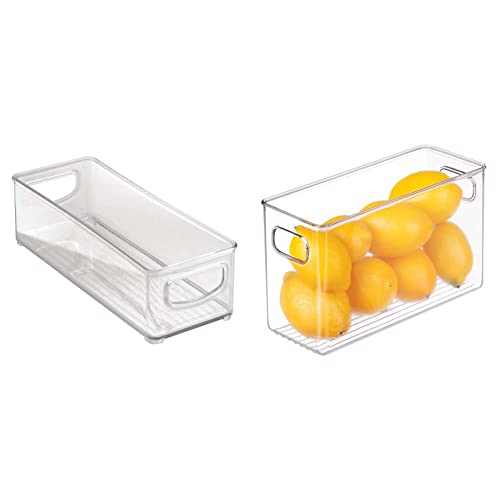 iDesign Kühlschrank-Organizer, stapelbarer Vorratsbehälter mit Griffen & Cabinet/Kitchen Binz Aufbewahrungsbox, mittelgroßer Küchen Organizer aus Kunststoff, lange Box, durchsichtig, 25 cmx10 cmx15 cm von InterDesign