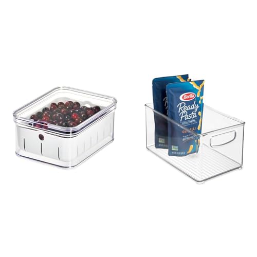 iDesign Kühlschrankbox für Früchte und Beeren, 21,1 cm x 16,1 cm x 9,9 cm & Cabinet/Kitchen Binz Aufbewahrungsbox, mittelgroßer & tiefer Küchen Organizer aus Kunststoff, 25,4 cm x 15,2 cm x 12,7 cm von InterDesign