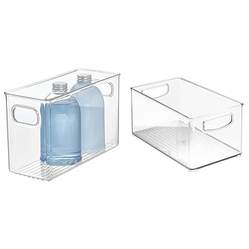 iDesign Linus Badezimmer Organizer, mittelgroße Schubladenbox & Cabinet/Kitchen Binz Aufbewahrungsbox, mittelgroßer & tiefer Küchen Organizer aus Kunststoff, durchsichtig, 25,4 cm x 15,2 cm x 12,7 cm von InterDesign