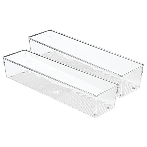 iDesign 53030M2EU Linus Besteckkasten Schubladeneinsatz für Besteck, Pfannenwender, Kleinkram - 2 Stück, 10,16 x 40,64 x 7,62 cm, Durchsichtig, Plastik, Clear von InterDesign