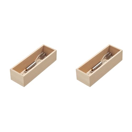 iDesign Schubladeneinsatz für die Küche, Besteckkasten aus Paulownia-Holz für die Küchenschublade oder den Schrank, Schubladen Organizer für Besteck, beige, 25.4x8.5x6.9cm (Packung mit 2) von iDesign