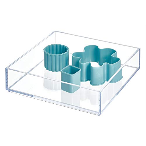 iDesign Schubladenorganizer, großer Schubladeneinsatz aus Kunststoff für Besteck und andere Utensilien, durchsichtig, S: 20,3 cm x 20,3 cm von InterDesign