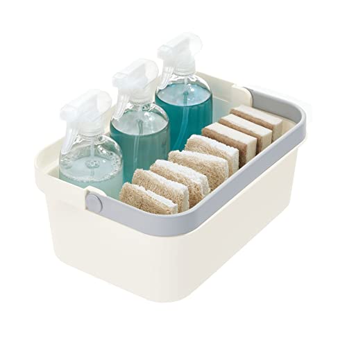 iDesign Sortierbox zur Badezimmer Aufbewahrung&Organisation, Organizer mit Griff aus BPA-freiem, recyceltem Kunststoff, Aufbewahrungsbox für Haushaltsgegenstände, hellgrau/weiß, 13x22,2x32,7 cm, 08771 von iDesign