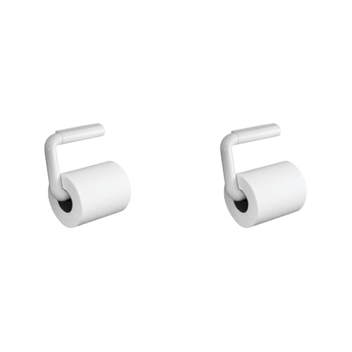 iDesign Toilettenpapierhalter, wandmontierter Klopapierhalter in schlankem Design, Schlichter Klorollenhalter aus Kunststoff, weiß (Packung mit 2) von iDesign