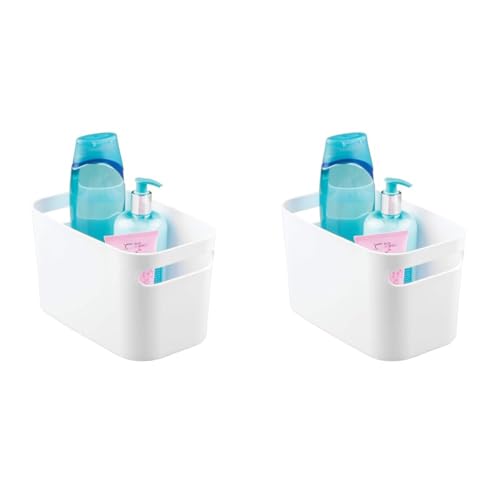 iDesign boîte de rangement avec poignées, petit rangement cuisine en plastique pour la maison, bac plastique pratique pour salle de bain ou la chambre, blanc (Packung mit 2) von iDesign
