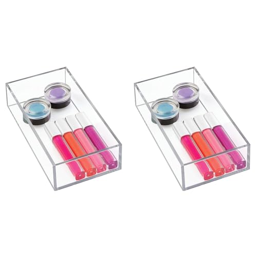 iDesign boîte de rangement pour tiroir de salle de bain ou cuisine, petit organisateur tiroir en plastique sans BPA, rangement maquillage empilable pour cosmétiques, transparent (Packung mit 2) von InterDesign