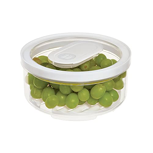 iDesign Vorratsbehälter mit Deckel, kleiner Kühlschrankorganizer für Obst & Gemüse mit Luftregulierung für längere Frische, luftdichte Vorratsdose aus Kunststoff, transparent/weiß/grün von iDesign