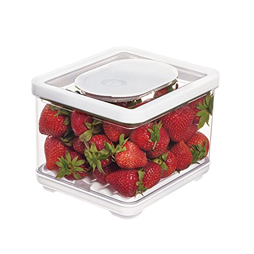 iDesign Vorratsbehälter mit Deckel, kleiner Kühlschrankorganizer für Obst & Gemüse mit Luftregulierung für längere Frische, luftdichte Vorratsdose aus Kunststoff, transparent/weiß/grün von iDesign
