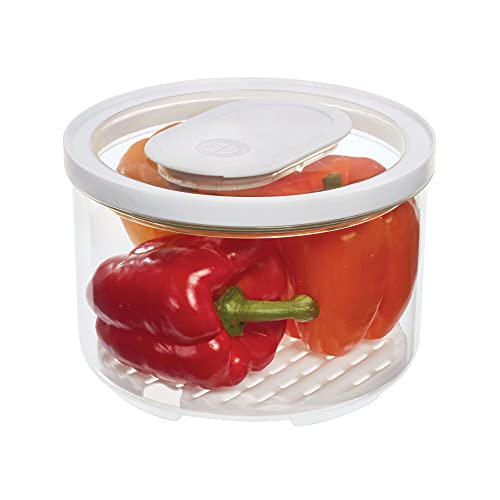 iDesign Vorratsbehälter mit Deckel, großer Kühlschrankorganizer für Obst & Gemüse mit Luftregulierung für längere Frische, luftdichte Vorratsdose aus Kunststoff, transparent/weiß von iDesign