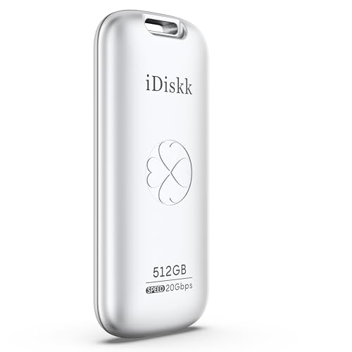 iDiskk Externes Solid-State-Laufwerk, 512 GB, bis zu 2000 MB/s, USB 3.2 Gen 2 x 2 USB-C SSD, leistungsstarke, tragbare SSD mit USB-C-Kabel, Taschengröße 2000 MB/s, USB-C-Stick, Foto-Speicherstick von iDiskk