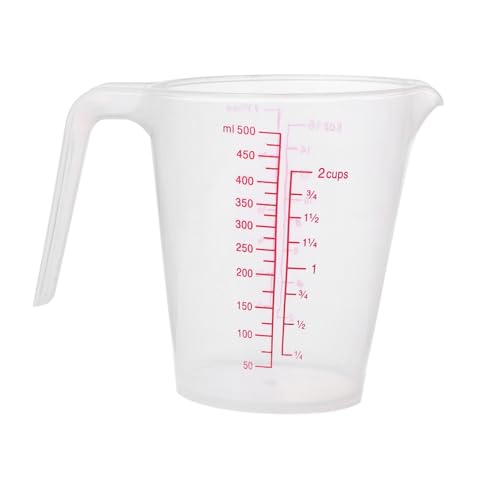 IEFIEL Kunststoff Messbecher mit Griff 250ML 500ML 1000ML Messkanne Mischbecher Backen Messbecher Kunststoffbecher für Küche Labor Klar B 500ML von iEFiEL