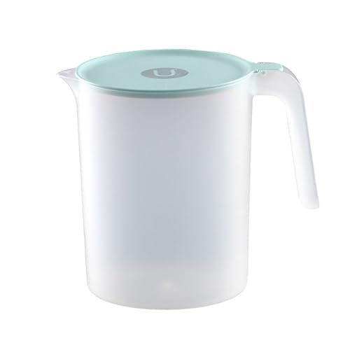 IEFIEL Kunststoff Wasserkrug 450ML 700ML 1L 2L 2.5L Messbecher mit Skala Wasserkaraffe Plastik Krug für Milch Eistee Saft Getränke Blau A 2L von iEFiEL