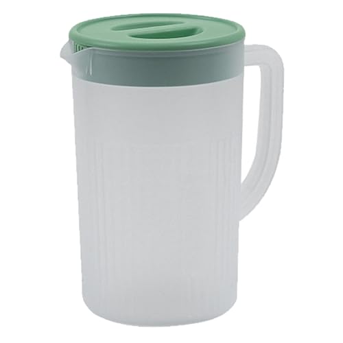 IEFIEL Kunststoff Wasserkrug mit Deckel 2.2L / 2.7L Eisteekrug Große Kapazität Wasserkanne Plastik Saftkanne Wasserkaraffe Pitcher Für Tee Säfte Grün 2200ML von iEFiEL