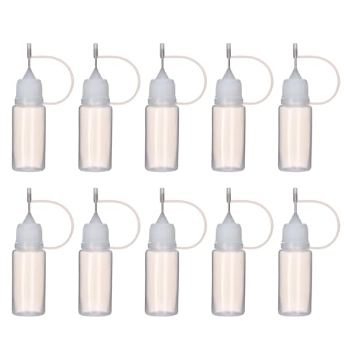 iEFiEL 10 Stück 5/10 ml Nadelflaschen Set Applikator Flasche Tropfflasche aus Kunststoff Laborflasche Quetschflasche Plastikflasche 10ml 10Pcs One Size von iEFiEL