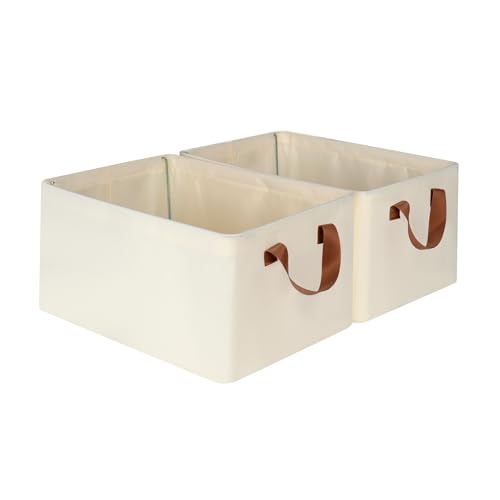 iEGrow Aufbewahrungsbox 2er Set, faltbarer Aufbewahrungskorb, Oxford Fabric 36x26x20 cm, Organizer Box für Kleidungsstaatsboxen, Lagerständer, Schränke (Beige) von iEGrow