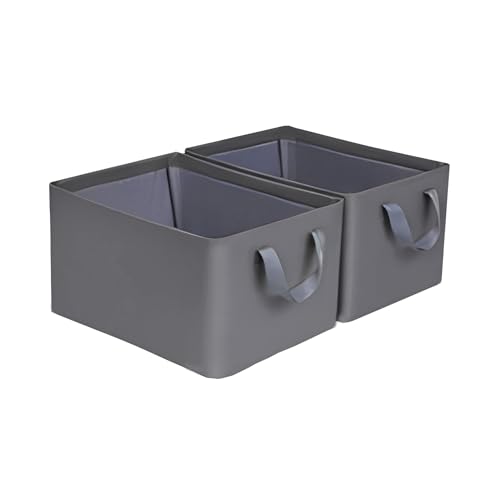 iEGrow Kleiderschrank Organizer, 2er Set faltbare Aufbewahrungskorb, Oxford Fabric Aufbewahrung 41x32x23 cm, geeignet für Wohnzimmer, Schlafzimmer, Aufbewahrung von Badartikeln (Grau) von iEGrow