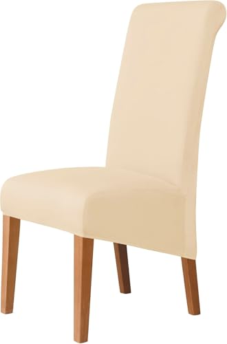 iEventStar Elegante Stuhlhussen XL Stretch Stuhlhussen für große Esszimmerstühle Spandex Universal-Stuhlbezug Schonbezüge für Stuhl Esszimmer Hotel Bankett (4, Beige) von iEventStar