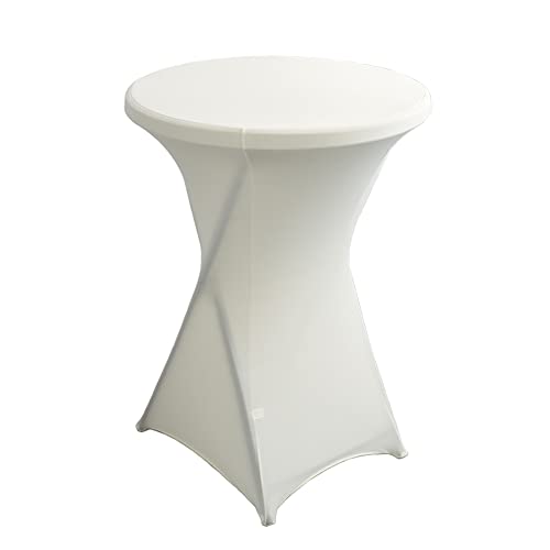 iEventStar Stretch Stehtisch Hussen Spandex Stehtischhussen Bartische Hochzeit Erstärkung im Fußbereich Rund Tischdecke für Bistrotisch Cocktail-Party (Beige, Ø 60-65 cm) von iEventStar