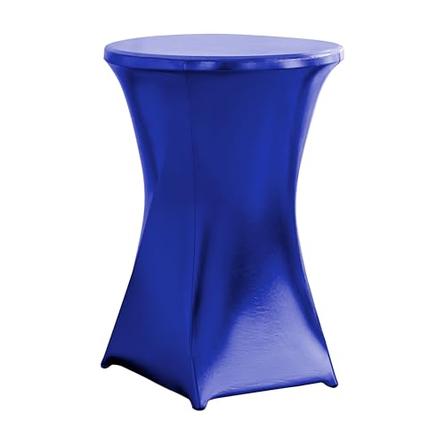 iEventStar Stretch Stehtisch Hussen Spandex Stehtischhussen Bartische Hochzeit Erstärkung im Fußbereich Rund Tischdecke für Bistrotisch Cocktail-Party (Metallic Königsblau, 1er Set - Ø 60-65 cm) von iEventStar