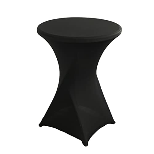 iEventStar Stretch Stehtisch Hussen Spandex Stehtischhussen Bartische Hochzeit Erstärkung im Fußbereich Rund Tischdecke für Bistrotisch Cocktail-Party (Schwarz, 1er Set - Ø 60-65 cm) von iEventStar
