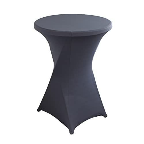 iEventStar Stretch Stehtisch Hussen Spandex Stehtischhussen Bartische Hochzeit Erstärkung im Fußbereich Rund Tischdecke für Bistrotisch Cocktail-Party (Dunkelgrau, 1er Set - Ø 60-65 cm) von iEventStar