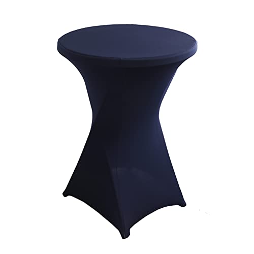 iEventStar Stretch Stehtisch Hussen Spandex Stehtischhussen Bartische Hochzeit Erstärkung im Fußbereich Rund Tischdecke für Bistrotisch Cocktail-Party (Marine, Ø 80-85 cm) von iEventStar