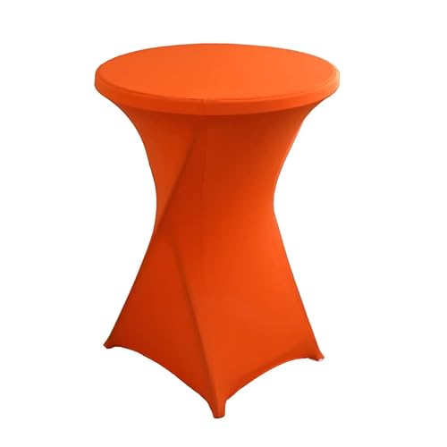 iEventStar Stretch Stehtisch Hussen Spandex Stehtischhussen Bartische Hochzeit Erstärkung im Fußbereich Rund Tischdecke für Bistrotisch Cocktail-Party (Orange, 1er Set - Ø 60-65 cm) von iEventStar