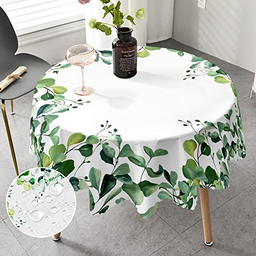 Tischdecke Rund 150 cm Florals landhausstil Tischdecke für Draußen Fleckschutz Pflegeleicht Abwaschbar Schmutzabweisend Table Cloth für Küche, Esstisch, Couchtisch, Parteien, Abendessen. von iEvery