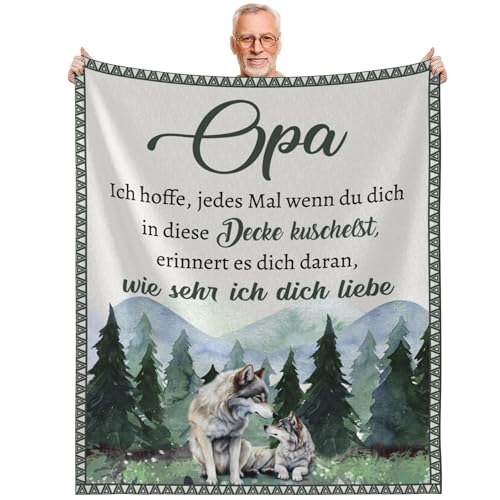 iEvery Opa Geschenk Geburtstag Kuscheldecke von Enkelin Enkel Kuscheldecke Geschenk für Bester Opa Vatertagsgeschenk Weihnachten Thanksgiving Day Opa Super Weich Decke Flauschig 130x150cm von iEvery