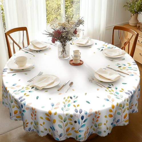 iEvery Tischdecke Rund 150 Abwaschbar, Eukalyptus Tischdecke Floral Gartentischdecke Polyester Outdoor Wetterfest Table Cloth Waterproof für Küche Gartentisch Esstisch Party iEvery Tischdecke Rund 150 Abwaschbar, Eukalyptus Tischdecke Floral Gartentischdecke Polyester Outdoor Wetterfest Table Cloth Waterproof für Küche Gartentisch Esstisch Party von iEvery