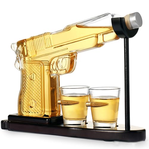 Whiskey Dekanter Set, 230 ml Tequila mit zwei Schnapsgläsern ideales für Männer und Väter von iFCOW