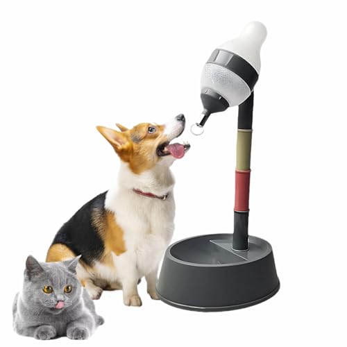 iFCOW Stehender Wasserspender, Katze Hund Stehender Trinknapf Höhenverstellbar mit Abnehmbarer Stange, automatische Fütterung von Wasser von iFCOW