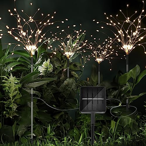 iFalarila 8 Modi Solar Gartenleuchten für außen mit 1200mAh Solarpanel - 480 LED Solarlichter Gartenstecker - Wasserdicht - Außenbeleuchtung für Garten, Terrasse und Fest Deko - 4er Pack Warmweiß von iFalarila