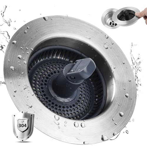 Upgraded Edelstahl Küchenspüle Ablaufstopfen Sieb, 3-in-1 Pop Up Spülbeckenstopfen, verstopfungsfreies Netz-Abflusssieb, Lebensmittelfänger für Standard-Küchenspülen, Chrom von iFealClear